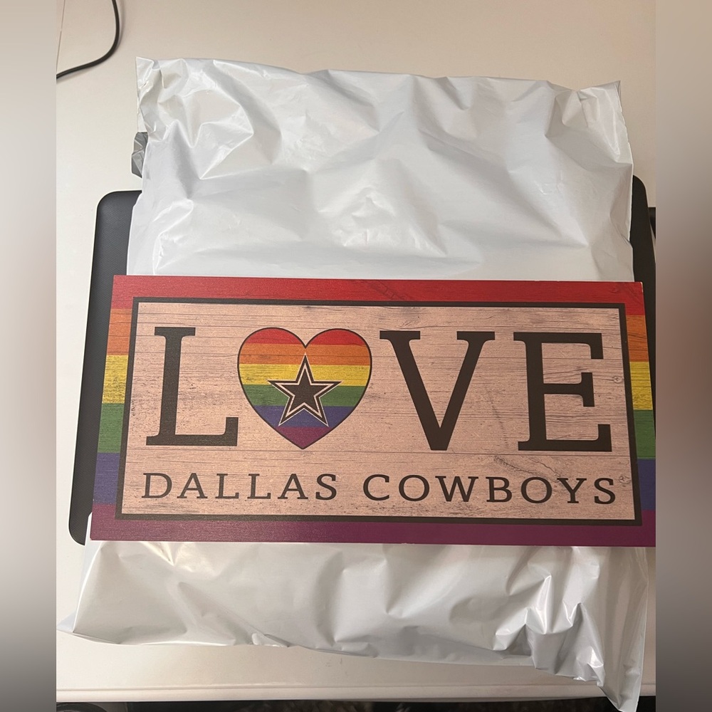 Dallas Cowboys Love Sign with Rainbow Heart